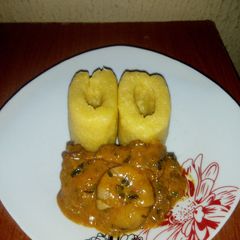 Ogbonor soup with Eba A picture of Ogbonor soup with Eba.