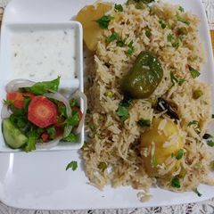 A picture of Aloo and Matar pulao.