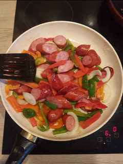 A picture of Sausage with Mixed Veggies.