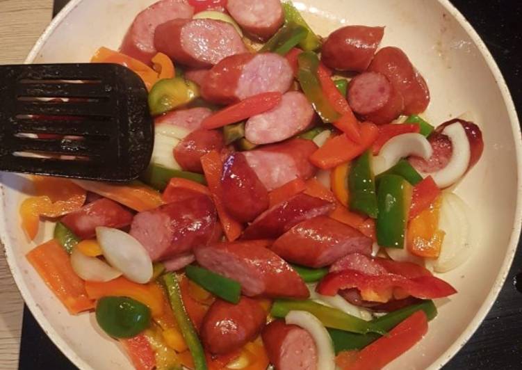 Easiest Way to Prepare Any-night-of-the-week Sausage with Mixed Veggies | Quick Recipe For Two