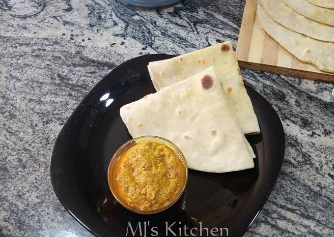 Coconut Milk Roti with Mayo cabbage beef dip