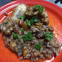 A picture of Pollo con Piña y Berenjena.