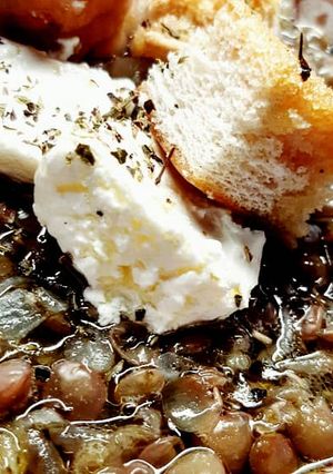 Φωτογραφία της συνταγής Σούπα φακές με λευκό τυρί και κρουτόν
