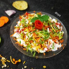 A picture of Sprouts tikki dahi chaat.