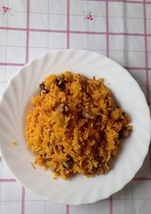 Una foto de Arroz con setas encebolladas