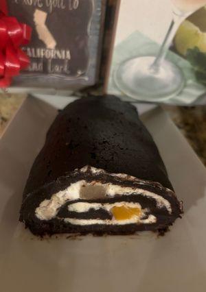 A picture of Chocolate Fruit Roll Cake.