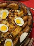 Bacalhau no forno com Batatas e Broa