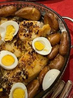 Foto de Bacalhau no forno com Batatas e Broa