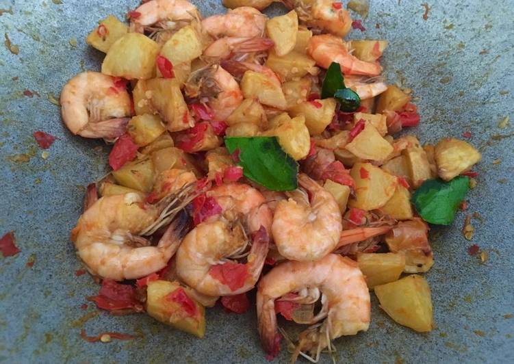 Resep Kentang Udang Balado, Lezat Sekali