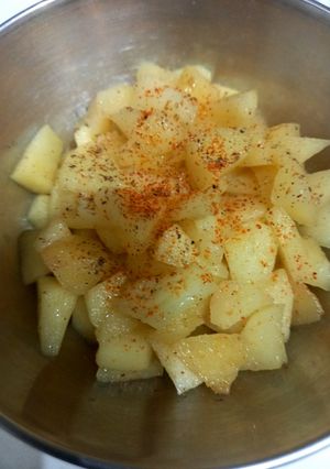 A picture of Snacks time, Tangy apple 🍏 🍏.