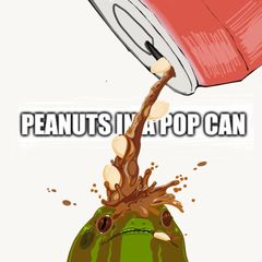 A picture of Peanuts in a Popcan.