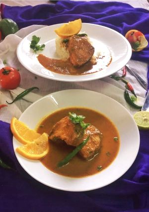 A picture of Fish curry in orange juice.