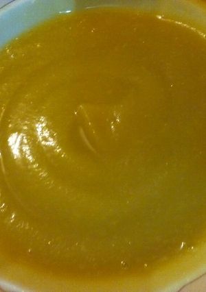 A picture of Sweet potato and butternut soup #vegetarian dish.