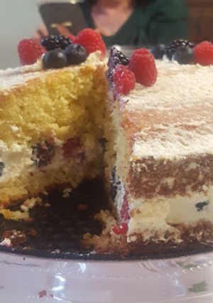 Una foto de Tarta de queso mascarpone y frutos rojos