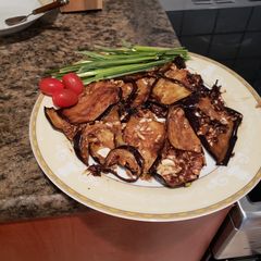 Eggplant 🍆 with garlic and vinegar 😋 A picture of Eggplant 🍆 with garlic and vinegar 😋.