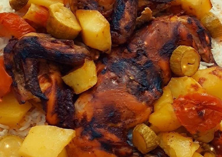 ارز بالشعيريه وصينية الدجاج بالفرن