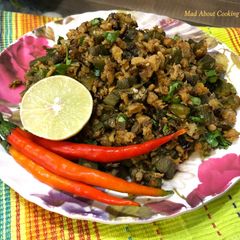 A picture of Bhindi with Soya Granules (Orka Soya Granules Dry Vegetable).