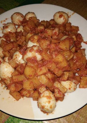 Foto resep Balado kentang udang puyuh