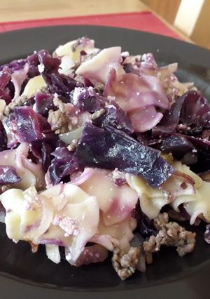 Káposztás rakott tészta marhahússal recept fotója