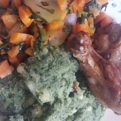 A picture of Mukimo veges with chicken.