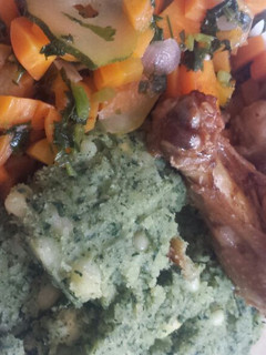 A picture of Mukimo veges with chicken.