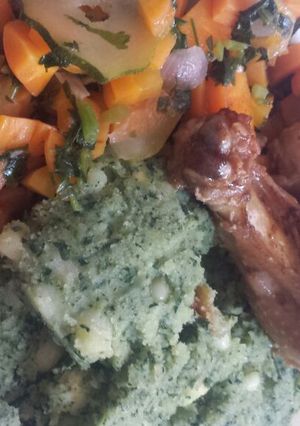 A picture of Mukimo veges with chicken.