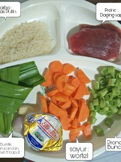 Foto resep MPasi 8mo+ Nasi Tim daging+buncis+wortel, oseng tahu