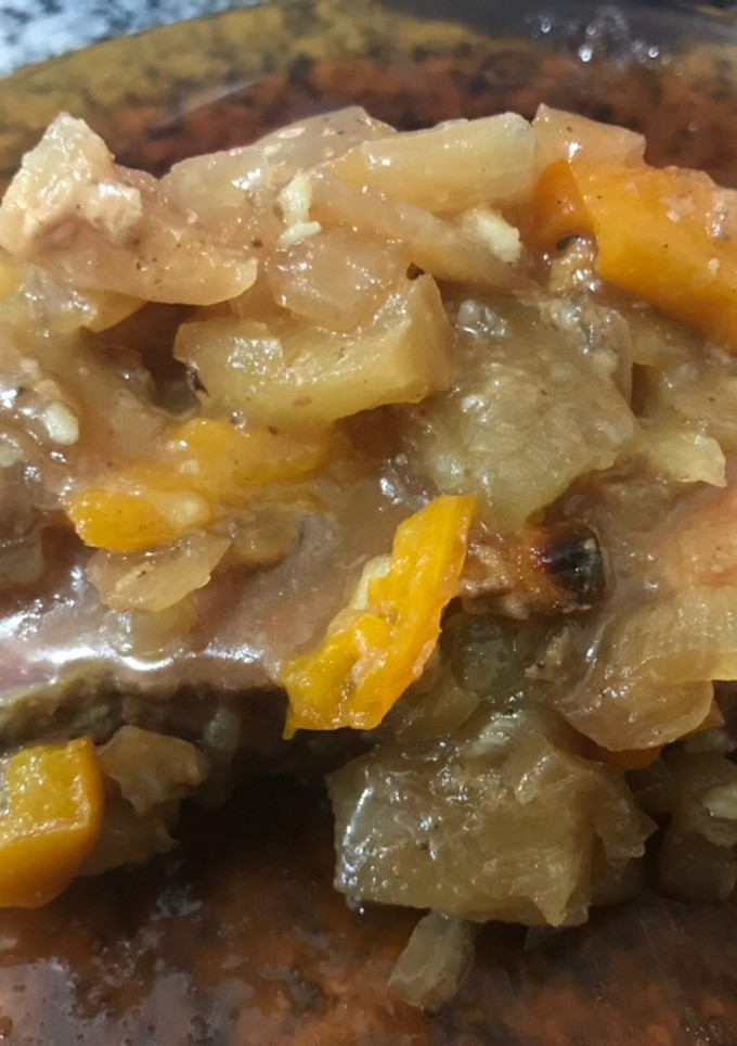 Una foto de Bondiola al ananá con salsa agridulce