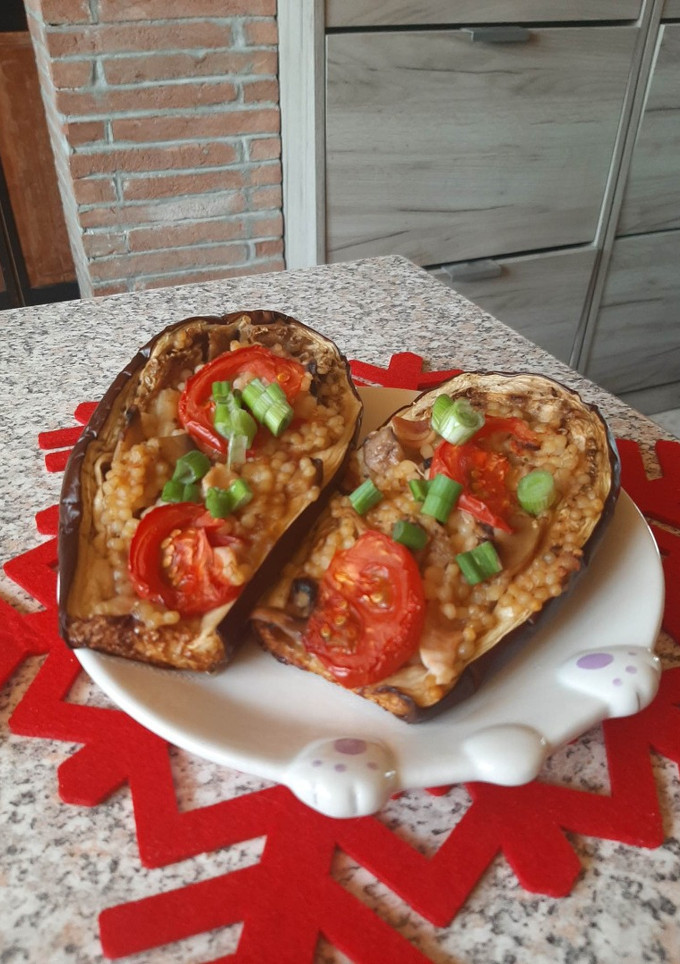 Kuszkusszal töltött sonkás padlizsán recept fotója