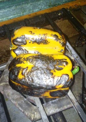 Una foto de Chintomas rellenos de vegetales capeados a la Mario, s