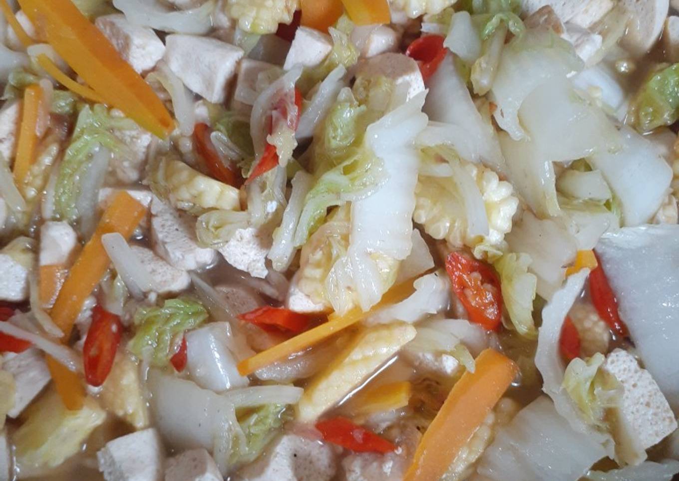 Tumis Sawi Putih Tahu