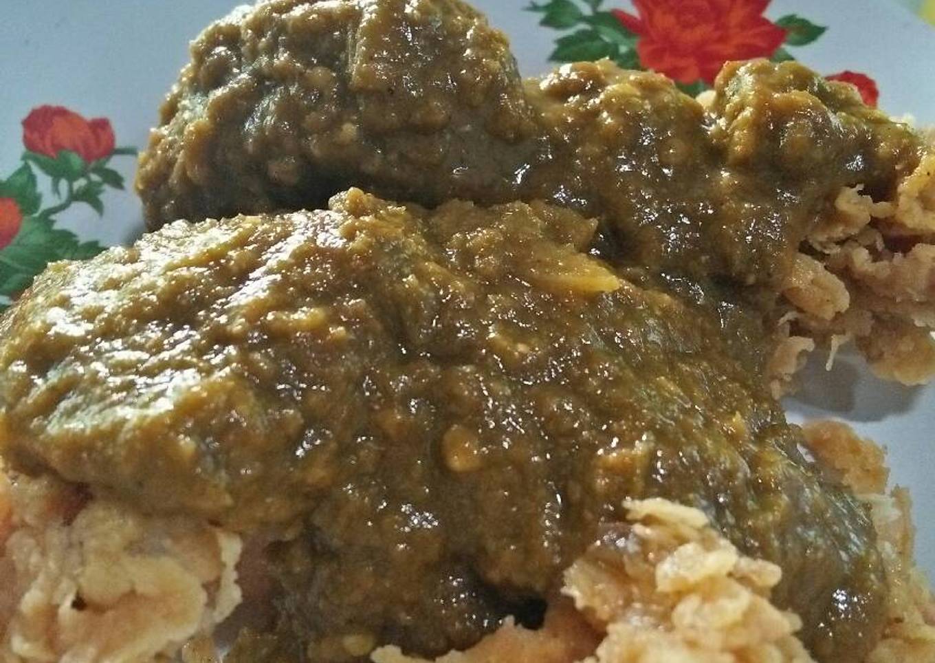 Ayam geprek sambel lombok ijo