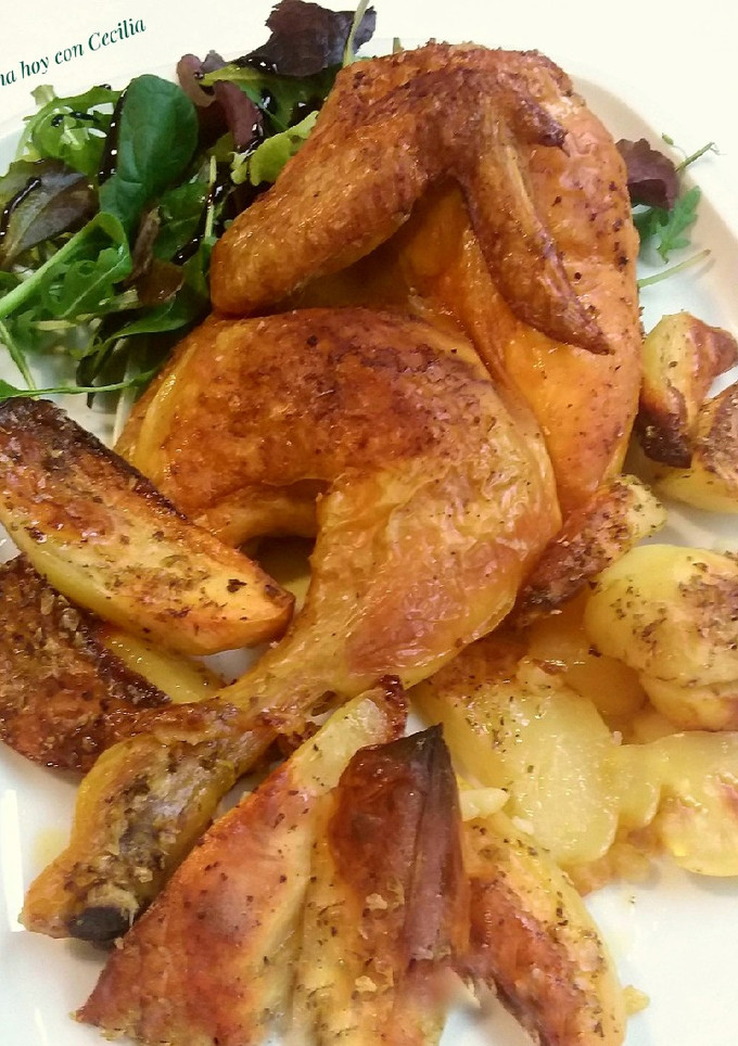 Una foto de Pollo asado al horno con patatas