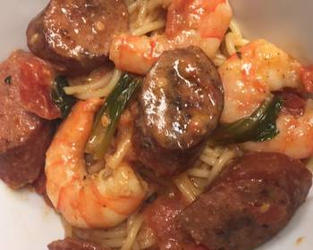 Ultimate Prepare Recipe Cajun shrimp and smoked sausage pasta Yummy