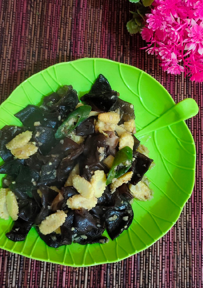 Foto resep Tumis jamur kuping dan jagung muda (cocok untuk diet)