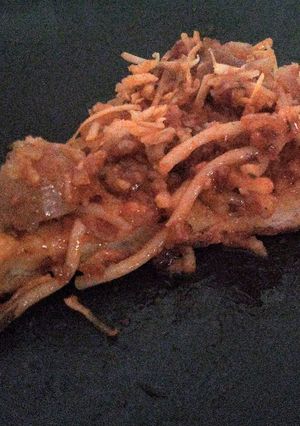 Foto resep 36. Pizza Roti Tawar Topping Spaghetti