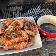 A picture of BBQ King Prawns with 2 Dips.