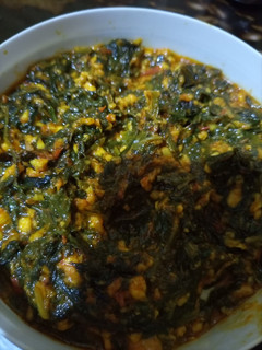 A picture of Palak with homemade paneer.