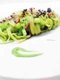 Trenette con crema di broccoletto, salsa di alici e terra di olive taggiasche