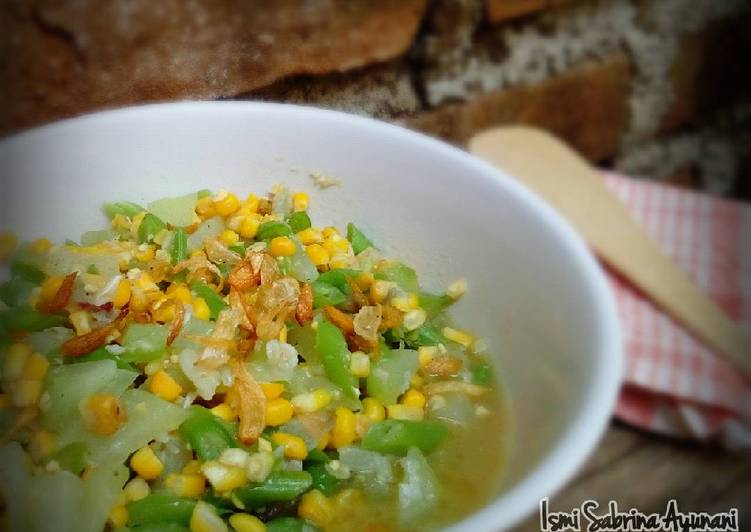 Cara Gampang meracik Tumis labu, buncis, jagung manis yang simpel