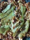 Egg plant and Tempe Mashed in Chili Sauce (penyet tempe terong)