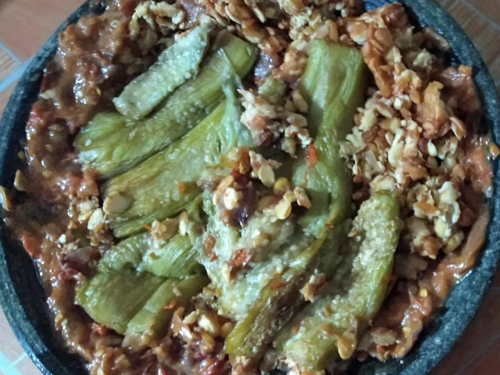 Easy Steps to Prepare Recipes Egg plant and Tempe Mashed in Chili Sauce (penyet tempe terong) the Can Spoil the Tongue Make You Drink.