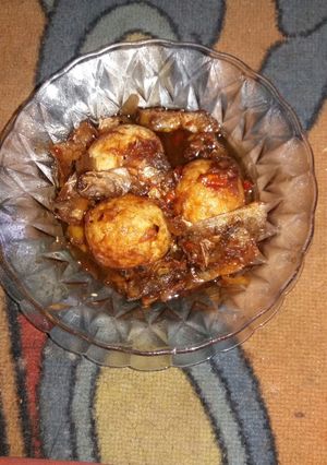 Foto resep Ikan asin + telur masak asam