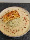 Peri Peri Paneer Steak Bowl served with Herbed Rice and Peri Peri Sauce