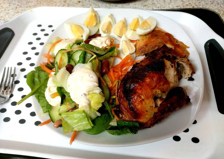 Recipe: Appetizing My Chilli oil coated Chicken with a chilli flavoured
Salad 🤩