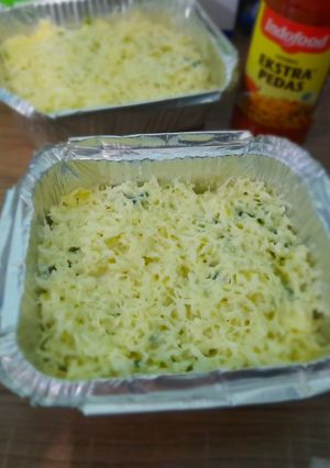 Foto resep Steam rice with cheesy dori