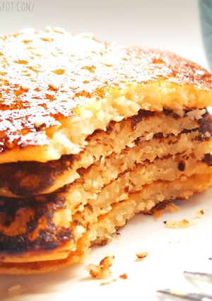 Una foto de Pancakes fit, saludables sin gluten, sin azúcar, sin grasa, sin lactosa y... DELICIOSOS!!