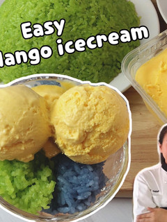 A picture of Easy Homemade Mango Ice Cream Recipe with Basic Ingredients (No Ice Cream Machine) ThaiChef Food.