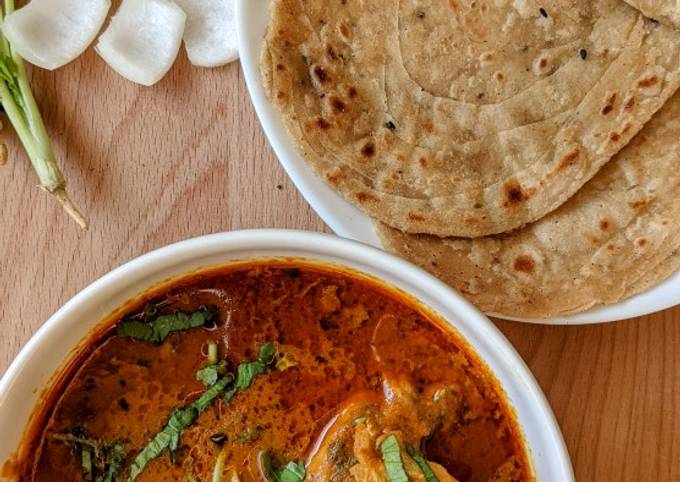 Recipe of Any-night-of-the-week Chicken karahi & lachha paratha my style