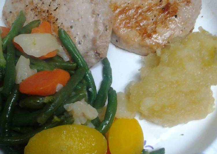 Simple Way to Prepare Super Quick Homemade Brady Bunch pork chops and homemade apple sauce